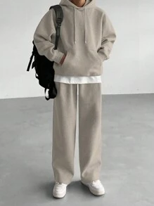 DAZY Men's Solid Color Hoodie & Sweatpants Casual Set, Autumn