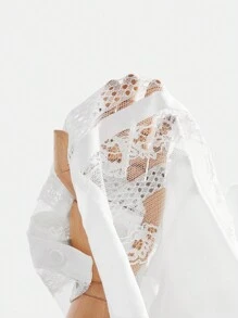 Anewsta 2024 Spring-Summer New Lace Patchwork White Cropped Women Shirt - White - View 8