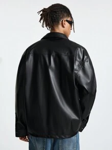 Manfinity VCAY Herren schlicht Knopfleiste Langarm Lässig Hemd, Alltagstragen