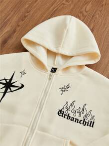 Manfinity VCAY 2 Pieces Set For Men: Knit Casual Daily Loose Fit Long Sleeve Hoodie And Relaxed Waist Straight Leg Pants, Young & - Yellow - View 6