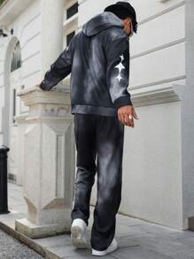 Manfinity Roghcode Men's Autumn Letter Print Long Sleeve Drawstring Hoodie And Sweatpants Casual Tracksuit Set - Multicolor - View 2