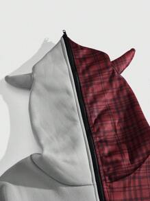 ROMWE MEN Street Life 1 pieza Sudadera con cremallera de estilo anime para hombre, adecuada para primavera y verano