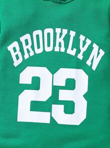 Bộ đồ thể thao thường ngày cho bé trai, áo hoodie màu xanh lá cây in họa tiết tương phản ở cổ tay và ngực, áo dài tay và quần dài, thích hợp cho các buổi đi chơi mùa xuân và mùa thu và mặc hàng ngày - màu xanh lá - Xem 3