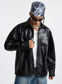 Manfinity VCAY Herren schlicht Knopfleiste Langarm Lässig Hemd, Alltagstragen