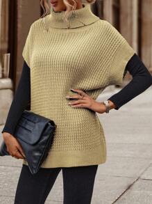 SHEIN LUNE Women's Solid Color High Collar Loose Casual Versatile Sweater Vest