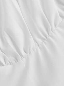 SHEIN MOD Plus Size Blue Ribbon Colorblock White Bustier Style Flared Short Dress Three-Dimensional Flower,Summer,Graduation,Wedding - Baby Pink - View 4