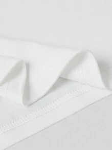 SHEIN LUNE Áo thun cổ tròn, họa tiết mèo, thường ngày, tay ngắn, áo phông họa tiết cho nữ - trắng - Xem 4