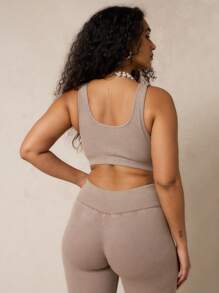 SUMWON WOMEN 罗纹短款上衣 V 领背心 做旧毛边细节 无袖 修身 现代必备 基本款 分层单品 节日 演唱会 休闲 日常穿着 - 藕粉色 - 查看 2