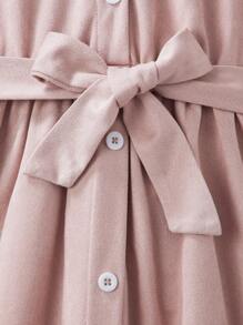 Tween Girls' Bubble Sleeve Single-Breasted Fuzzy Cuff Casual Shirt Dress