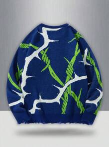 Manfinity Hypemode Men's Casual Graphic Crew Neck Long Sleeve Sweater, Autumn/Winter - Multicolor - View 2