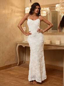 Opulessa Fall And Winter Party Christmas Sexy Party ElegantSolid Color Knit Fitted Dress With Slit For Women,For Autumn And Winter - White - View 7