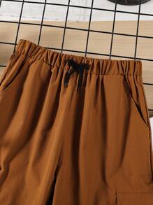Teen Boyage Boys Smile Face Printed Casual Pants, Work Trousers - Brown - View 6