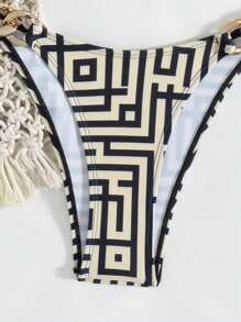 SHEIN Swim Print Sexy Bikini For Women, Beach Vacation Swimwear With Spaghetti Straps, Whitening S Summer