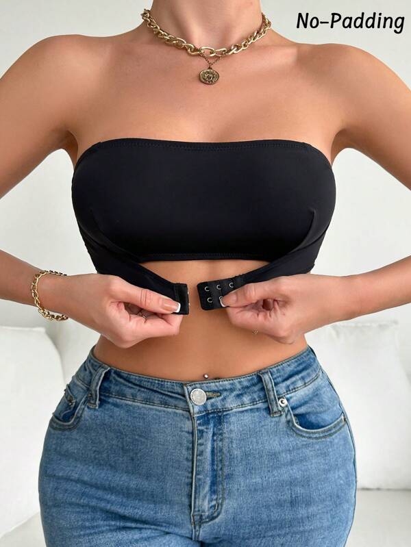 NudeFit Solid Color Front Closing Strapless Bra