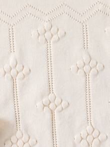 Young Girl Plain Crew Neck Ruffle Hem Long Sleeve Sweater - Apricot - View 5