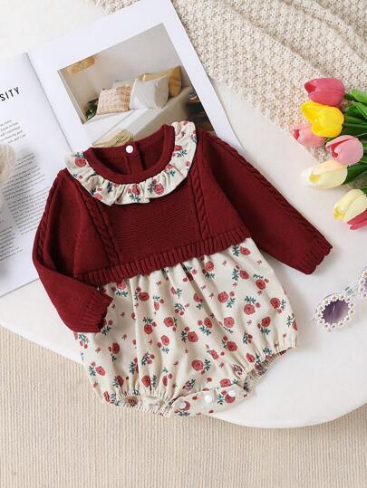 SHEIN Body neonata in maglia, nuovi abiti a tutina di maglia per neonata da indossare in autunno/inverno