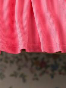 3pcs Baby Girls' Casual Solid Ribbed Top Set, Autumn/Winter - Multicolor - View 4