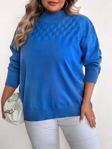 SHEIN CURVE+ 大码纯色简约毛衣，休闲日常穿着，秋冬