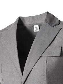 Set de 3 piezas Conjunto de vestir para chicos adolescentes, incluye: chaqueta tipo blazer + chaleco ajustado + pantalón formal, conjunto de traje elegante para cumpleaños, Navidad, boda, graduación, fiesta, presentación, evento - Gris - Ver 6