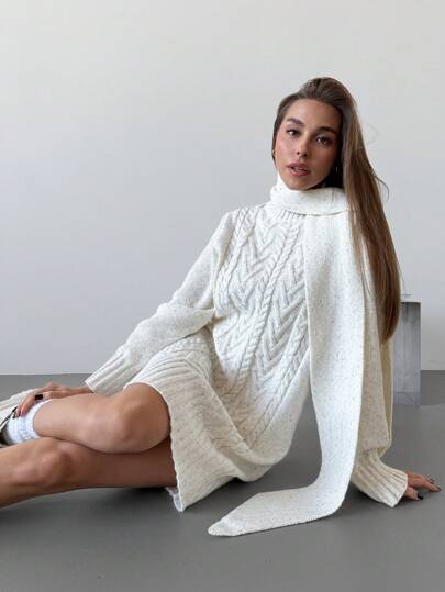 Aloruh 优雅温暖自系围巾粗针织多色百搭毛衣连衣裙