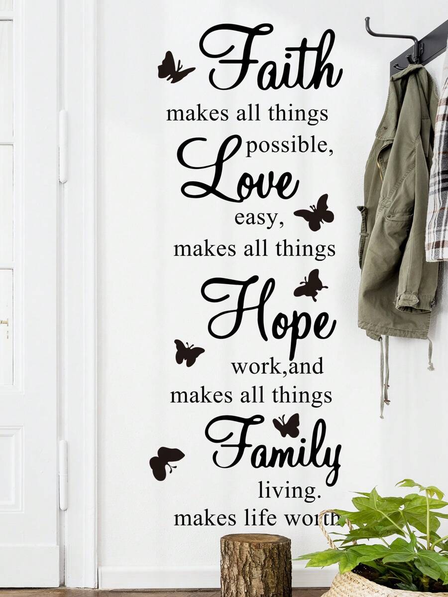 1 件引言墙贴家居装饰墙贴，适用于客厅、教室、返校用品情人节、情人节婚礼、生日 - 黑色 - 查看 1