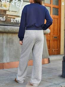 SHEIN Conjunto deportivo informal y holgado con estampado gráfico para adolescentes, estilo universitario, de moda para el otoño - Multicolor - Ver 4