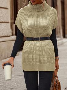 SHEIN LUNE Women's Solid Color High Collar Loose Casual Versatile Sweater Vest