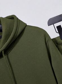 Manfinity Dauomo 2 sztuki męska jednokolorowa bluza z długim rękawem i ściągaczem z kapturem oraz spodnie dresowe, swobodny garnitur, jesień