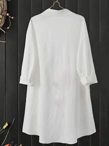 SHEIN LUNE 大码秋季休闲花卉印花纹理衬衫