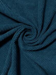 SHEIN EZwear Plus Size Women Solid Color Long Sleeve Buttoned Shirt And Wide Leg Pants, 2pcs Casual Loose Outfit - Blue - View 6