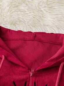 Flirla Plus Size Long Sleeve Embroidered Pocket Hoodie With Drawstring, Casual For Everyday Wear Pullover Fall Outfit