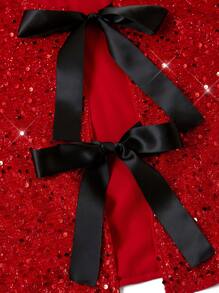 Ellevyn Lace-Up Two-Way Wear Sequin Christmas Jacket, Elegant For Party In Autumn/Winter - Red - View 3