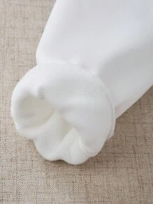 Teen Girls Cherry Print & Slogan Embellished Dropped Shoulder Long Sleeve Hooded Sweatshirt, Autumn/Spring - White - View 6