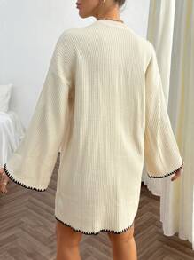 EURMUSE Pullover Bege Long Sweater With Hem And Sleeve Detail+320 - Beige - View 2