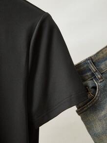 INAWLY 女士圆领短袖圣诞印花休闲 T 恤，适合日常穿着图案 T 恤女式上衣 - 黑色 - 查看 4