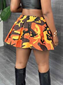 Slaydiva Casual Street Style A-Line Camouflage Print Plus Size Skirt