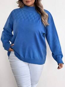 SHEIN CURVE+ 大码纯色简约毛衣，休闲日常穿着，秋冬