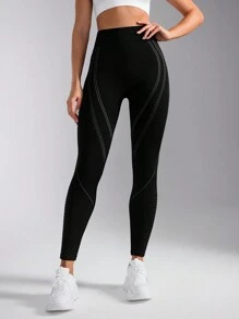 Quần legging tập yoga bó cạp cao liền mạch, màu trơn cho bài tập thể dục - Nhiều màu - Xem 2