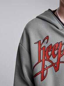 ROMWE MEN Street Life 1 pieza Sudadera con cremallera de estilo anime para hombre, adecuada para primavera y verano