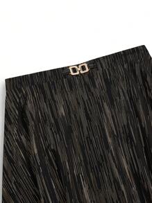 Rometta 大码女式优雅闪亮喇叭腰收腰派对裙 - 黑色 - 查看 4