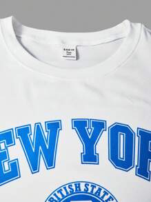 SHEIN 2pcs Set Teen Boys Letter Print Round Neck Short Sleeve Tee And Cargo Pants With Flap Pockets Casual Outfit - White - View 5