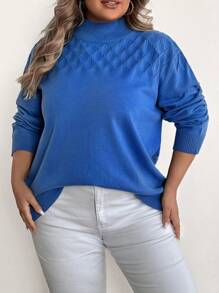 SHEIN CURVE+ 大码纯色简约毛衣，休闲日常穿着，秋冬