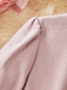 Tween Girls' Bubble Sleeve Single-Breasted Fuzzy Cuff Casual Shirt Dress