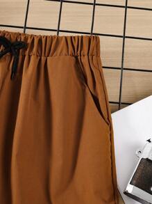 Teen Boyage Boys Smile Face Printed Casual Pants, Work Trousers - Brown - View 3