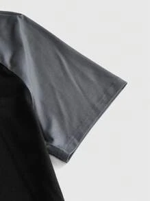 ROMWE Goth 暗黑哥特风格骷髅印花落肩撞色 T 恤和格子短裤家居服套装 - 彩色 - 查看 4