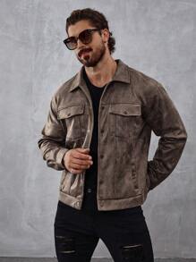 Manfinity CasualCool Men's Single-Breasted Utility Pocket Casual Jacket For Autumn