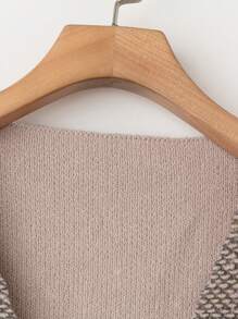 SHEIN LUNE Áo len cardigan in họa tiết cỡ lớn, giản dị và thời trang để mặc hàng ngày, cho mùa đông - Màu Khaki - Xem 6