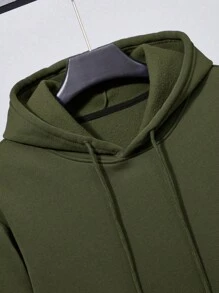 Manfinity Dauomo 2 sztuki męska jednokolorowa bluza z długim rękawem i ściągaczem z kapturem oraz spodnie dresowe, swobodny garnitur, jesień