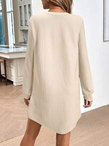 SHEIN LUNE 2024 Autumn Winter New White Textured Knit Sweatshirt Dress Winter Dress Winter Dresses For Women