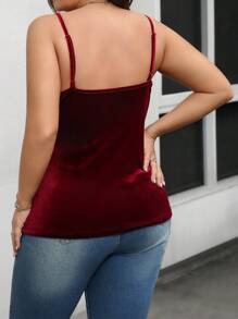 SHEIN LUNE Áo ba lỗ thời trang tối giản cỡ lớn mặc hàng ngày khi đi chơi Lễ Tạ ơn cho phụ nữ năm mới cho phụ nữ Áo rave mùa đông, cho mùa hè - Màu Đỏ Sâu - Xem 2